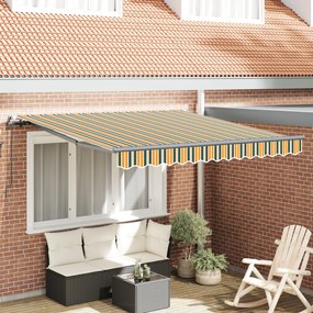 vidaXL Copertină Manual Verde și galben 350 x 250 cm
