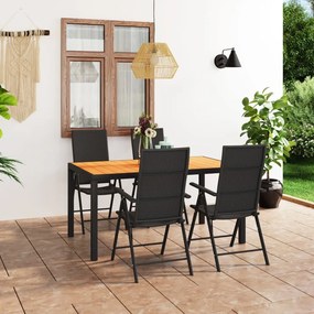 Set mobilier de gradina, 5 piese, negru si maro