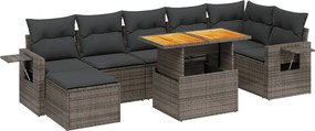 vidaXL Set canapele de grădină cu perne, 8 piese, gri, poliratan