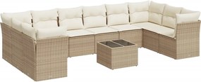 vidaXL Set canapele de grădină cu perne, 11 piese, bej, poliratan