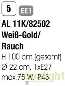 Pendul exterior stil clasic IP43 Puchberg AL 11K/82502 weiß-gold/rauch OR
