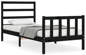 3191900 vidaXL Cadru de pat cu tăblie, negru, 100x200 cm, lemn masiv