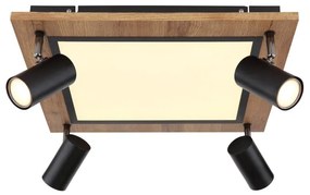 Plafoniera LED cu 4 spoturi directionabile design industrial Ulla negru, alb 45x45cm