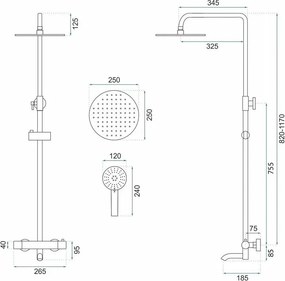 Coloana de dus cu termostat Lungo Titan