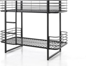 Pat pentru copii negru supraetajat din metal cu somieră 90x200 cm Oscar – Vipack