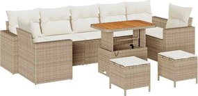 vidaXL Set de canapele pentru grădină 10 pcs Bej poliratan