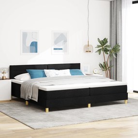 vidaXL Pat cu arcuri și saltea &amp; LED negru 200x200 cm din țesătură