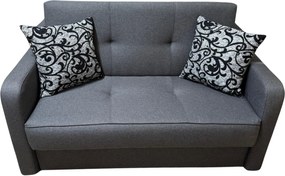 Canapea SAMY extensibila, 2 locuri, cu lada de depozitare, stofa gri, cadru metalic, 152x100x92 Gri, Stofa