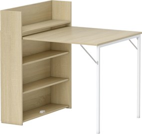 HOMCOM Masă pliabilă cu raft, design industrial, economisire de spațiu, pentru spații mici, 78,5 x 91 x 93 cm, Stejar | Aosom Romania