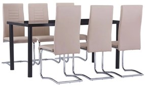 3053059 vidaXL Set mobilier de bucătărie, 7 piese, cappuccino, piele ecologică