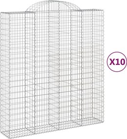 vidaXL Coșuri gabion arcuite, 10 buc 200x50x220/240cm, fier galvanizat