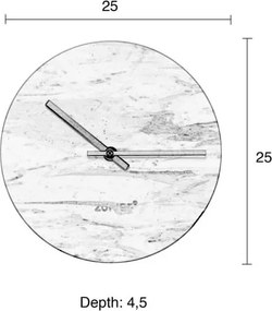 Ceas de perete din marmură Zuiver Marble Time, alb