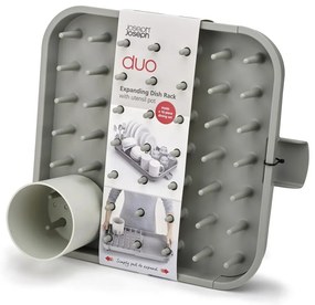 Scurgător de vase gri ajustabil din plastic 34x37 cm Duo – Joseph Joseph