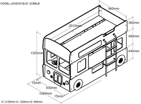 Set Pat Suprapus Autobuz Londonez și Saltea pentru Copii, 2 Piese, Roșu (MDF) – Vipack