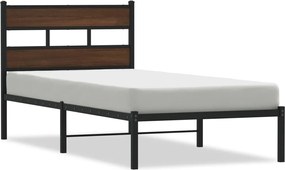 vidaXL Cadru de pat fără saltea, cu tăblie, stejar maro, 107x203 cm
