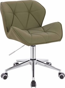 HR111K Scaun Khaki Piele Ecologica Premium Soft cu Bază Cromata