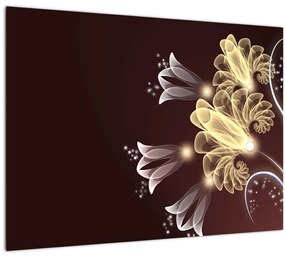 Tablou pe sticlă - Flori strălucitoare (70x50 cm)