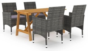 vidaXL Set mobilier de grădină, 5 piese, gri
