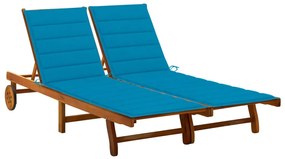 Sezlong de gradina cu perne, 2 persoane, lemn masiv de acacia 1, Albastru, 200 x 123 x 85 cm