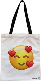 Sacosa de Panza pentru Cumparaturi, Geanta Tote, model In Love, Cu fermoar, 38x34.5 cm, Alba, BEKZ®