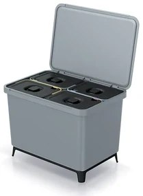 Coș de gunoi, 4 x 10 l, gri