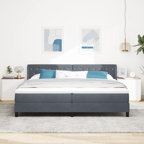 vidaXL Pat box spring cu saltea, gri închis, 200x200 cm, catifea