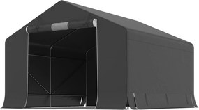 Outsunny Magazie de grădină portabilă, cort pentru biciclete, ușă rulabilă cu fermoar, cadru metalic, depozitare versatilă, gri închis | Aosom Romania