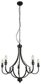 Candelabru cu 5 brate design rustic Lodge negru