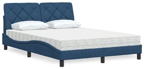 vidaXL Pat cu saltea, albastru, 120x200 cm, textil