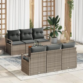 vidaXL Set canapea pentru grădină , 7 piese, cu perne, ratan gri, acacia