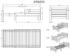 Set JUMPER format dintr-un Pat copii transformabil cu sertar și SALTEA PAT COPII (140 + 60 cm).