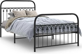 vidaXL Cadru pat metalic cu tăblii de cap/picioare, negru, 107x203 cm