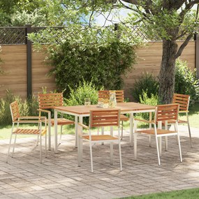 vidaXL Set mese grădină 7 pcs Lemn de acacia masiv și oțel inoxidabil