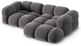 Colțar gri cu tapițerie din catifea (cu colț pe partea dreaptă/cu șezlong) Loretto – Cosmopolitan Design