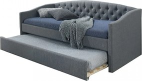 Canapea extensibila gri din lemn de stejar si poliester 90x200 cm Alessia Signal Meble