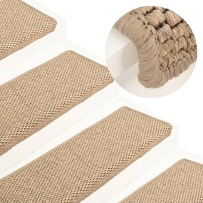 Covorase scari autoadezive 15 buc nisipiu 65x25 cm aspect sisal 15, Nisip, 65 x 25 cm