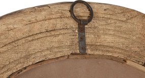 Oglinda rotunda de perete din lemn vechi reciclat, piesa unicat, „Rueda Antigua”