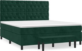 vidaXL Pat box spring cu saltea, verde închis, 160x200 cm, catifea