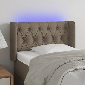3123550 vidaXL Tăblie de pat cu LED, gri taupe, 83x16x78/88 cm, textil