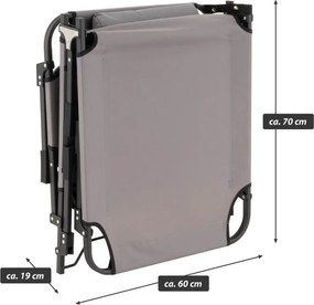 Șezlong pliabil, gri, poliester, 182 x 60 x 30 cm