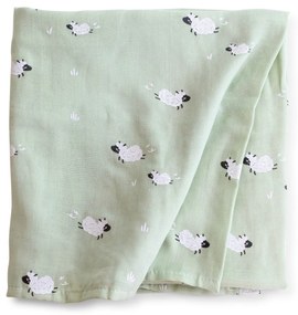 Muselina din bumbac si bambus, Scutec sau paturica multifunctionala, Funny Farm, 120 x 120 cm