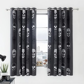 Draperii pentru copii gri-închis 2 buc. 168x183 cm Skulls – Catherine Lansfield