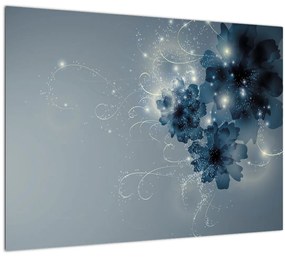 Tablou pe sticlă - Flori delicate (70x50 cm)