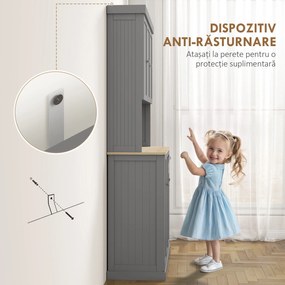 HOMCOM Dulap de Bucătărie cu Spațiu de Depozitare, 71" Alb | Aosom Romania