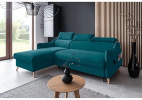 Colțar turcoaz extensibil cu tapițerie din catifea (cu colț pe partea stângă ) Sweet Harmony – Miuform