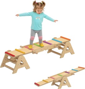 AIYAPLAY 2 în 1 Leagăn de Echilibru pentru Copii, Bârnă din Lemn, Leagăn 133 x 38 x 24 cm | Aosom Romania