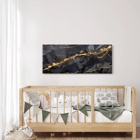 Tablou - Negru - decor auriu (120x50 cm)