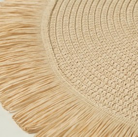 Covoraș rotund în stil boho cu franjuri - set de masă 38 cm Alb