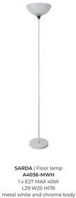 Lampadar, Lampa de podea design modern SARDA alb, crom
