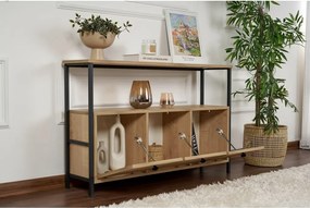 Masă consolă în culoare naturală deschisă cu aspect de lemn de stejar 29,5x120 cm Solace – Kalune Design